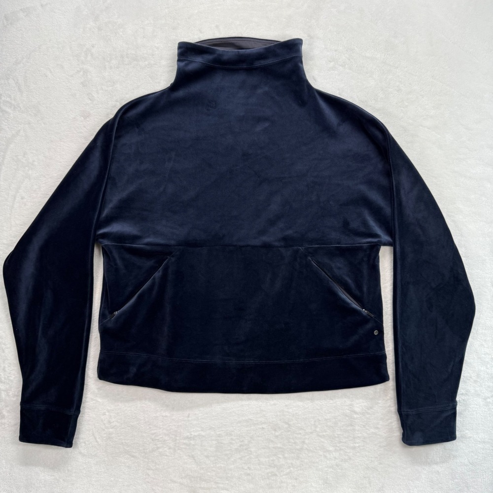 Prana Velour Pullover Funnel Neck Relaxed Fit Sweatshirt with Pockets‎ XS